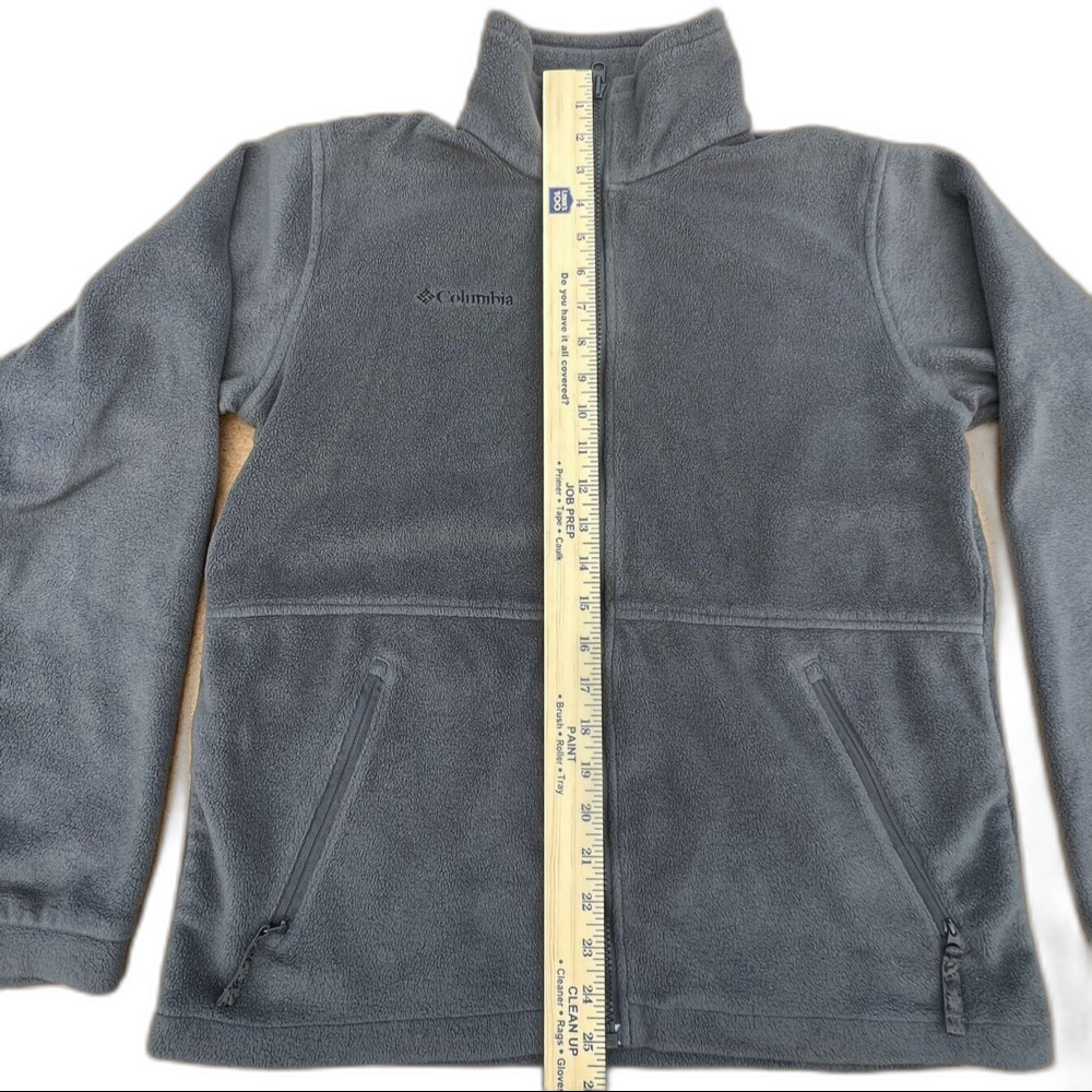 Columbia Fleece Full Zip Jacket Youth XL 18/20 Gray High Neck Long Sleeve